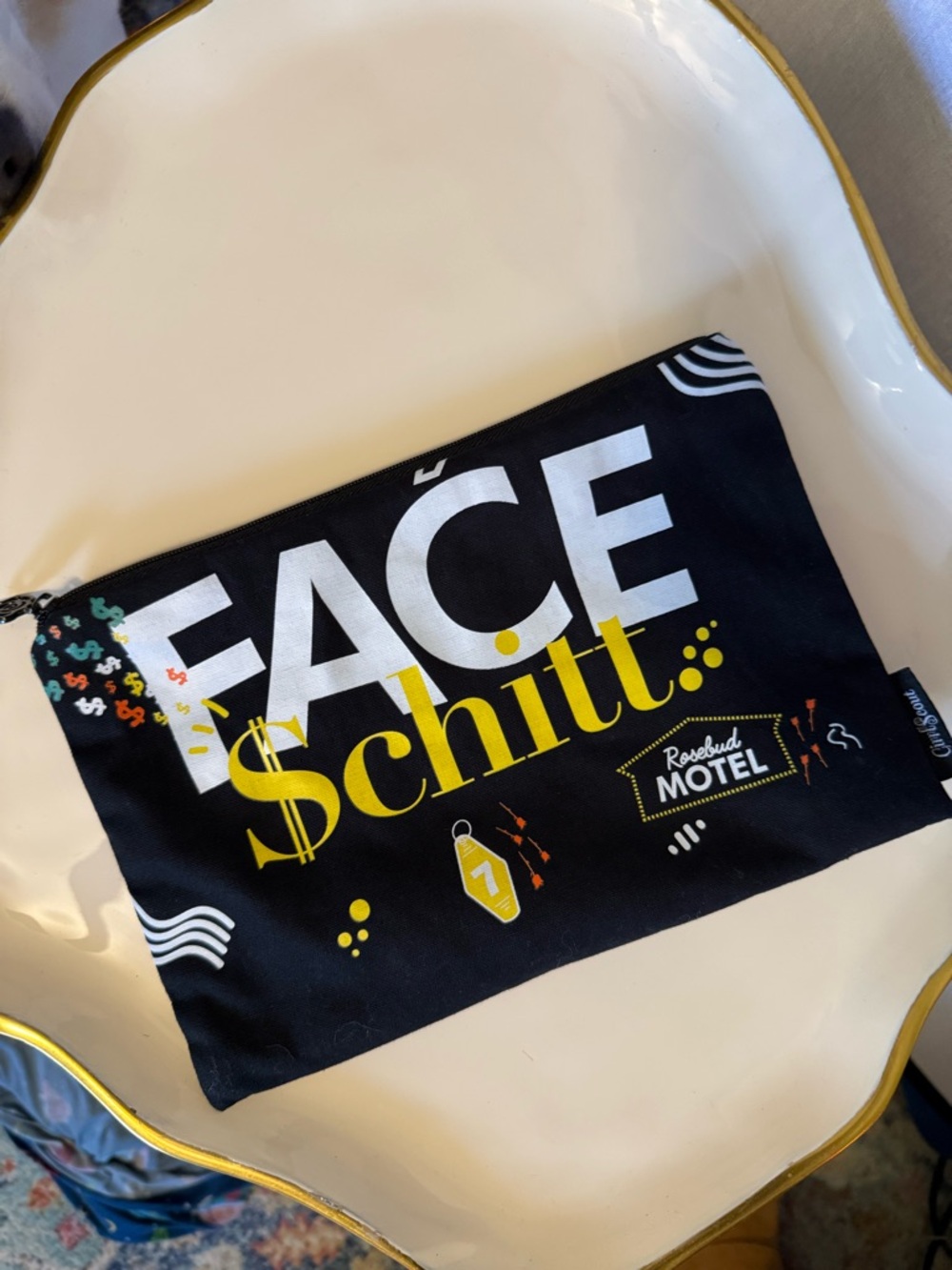 Face $chitt Graphic Zip Pouch in Black and Yellow